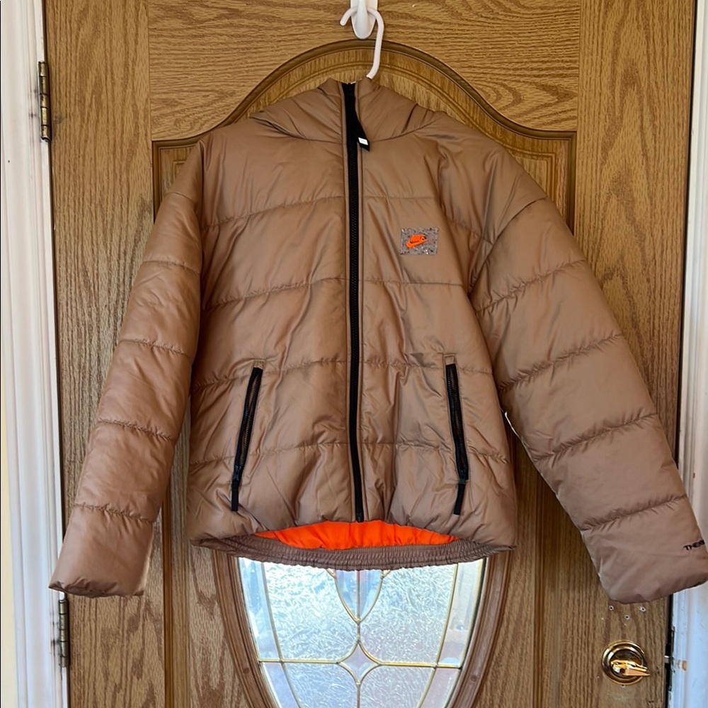 Nike Tan and Orange Puffer Jacket
